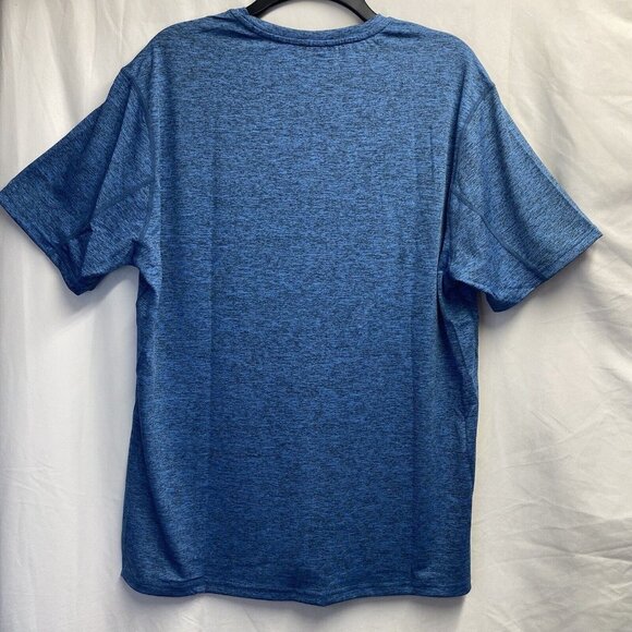 LEDING Workout Running Crew Neck T-Shirt Men Large Blue Dry-Fit Short Sleeve New - Picture 2 of 16